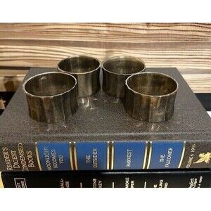 4 Pc Vintage Flared Silver Plate NAPKIN RINGS Made In India Original Patina